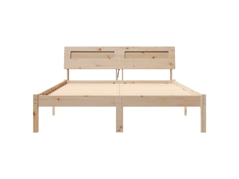  Lit double- lit adulte -  cadre de lit avec tête de lit marron 135 x 190 cm pin massif  - Conforama D