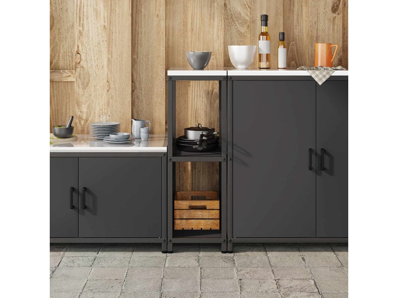 Étagère de cuisine, étagère de rangement hattem noir 30x50x92cm acier - Conforama D
