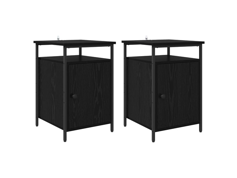  Table de chevet - cabinet de chevet - table de nuit 2 pièces chêne noir 40 x 42 x 60cm  - Conforama A