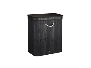 Panier à linge en bambou 63 x 55 x 35 cm avec couvercle aéré 2 compartiments déco salle de bain en bambou naturel 13_0006479