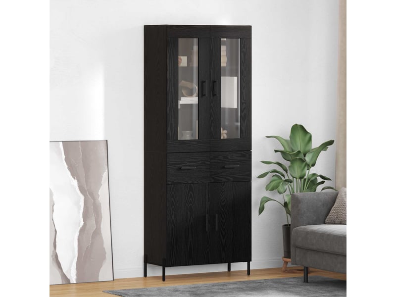  Buffet - haut armoire chêne noir 69,5 x 34 x 180 cm bois d'ingénierie  - Conforama B