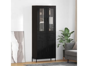 Buffet - haut armoire chêne noir 69,5 x 34 x 180 cm bois d'ingénierie