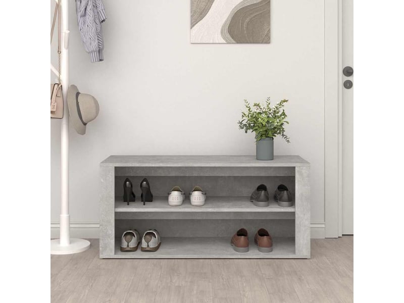  Meuble à chaussures, étagère à chaussures gris béton 100x35x45 cm bois d'ingénierie  - Conforama C
