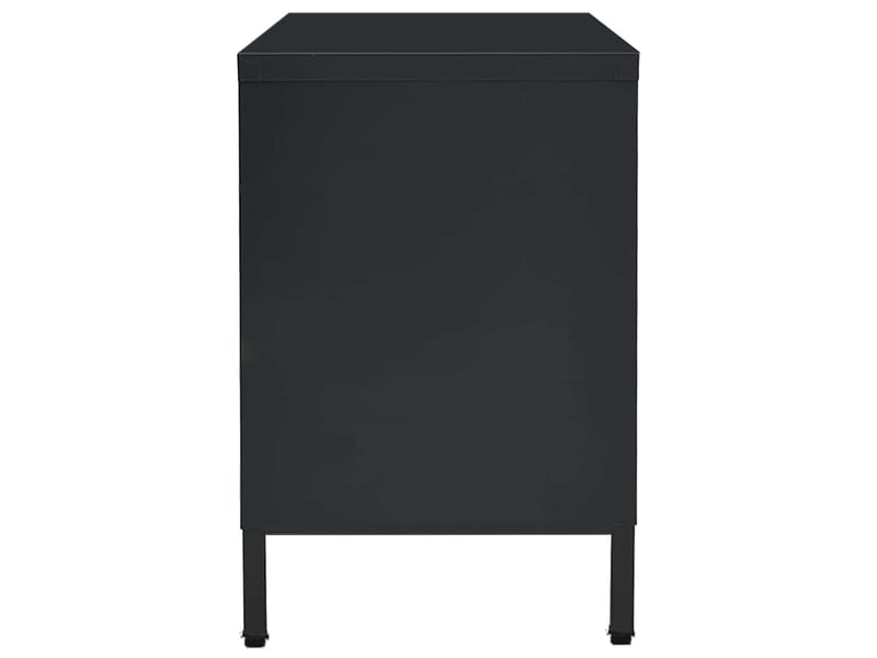  Meuble tv - banc tv - meuble de rangement noir 105x35x52 cm acier et verre  - Conforama D