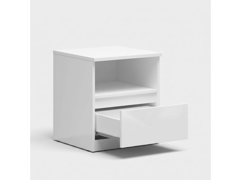  Table de chevet avec tiroir et niche ouverte tetrix - blanc  - Conforama C