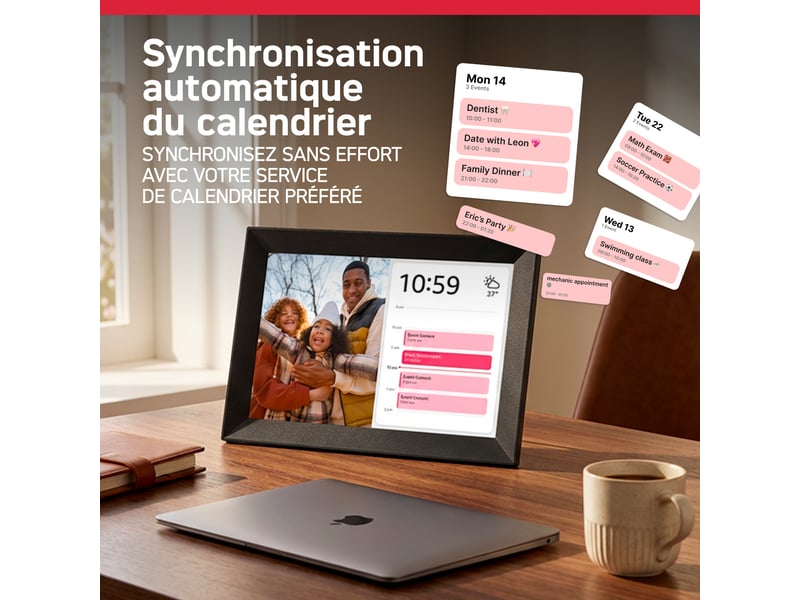 Agfaphoto - cadre photo numérique connecté wifi - realiview apf1000wifi-one - application fameo, écran tactile 10 pouces, mémoire 16 go, fonctions méteohorloge - noir  - Conforama E