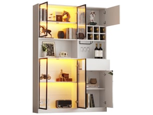 Vitrine coloris blanc 9 étagère(s) <strong></strong> <strong></strong> - 140 cmx200 cm