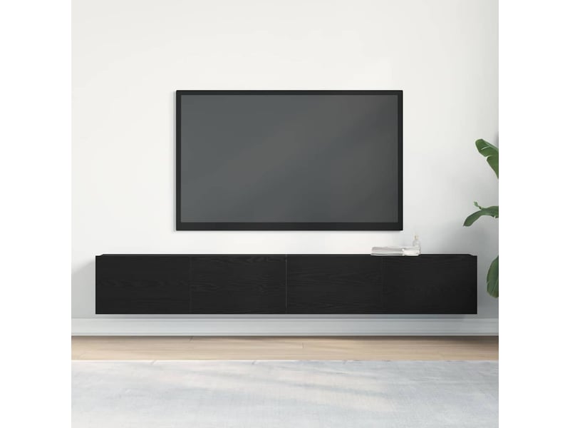  Meuble tv - banc tv - meuble de rangement 2 pcs noir bois d'ingénierie  - Conforama D