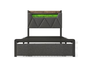 Lit avec rangement 90x200 cm coloris gris