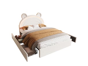 Lit avec rangement 140x200 cm <strong>HAUSS SPOLE</strong>  <strong></strong> coloris beige