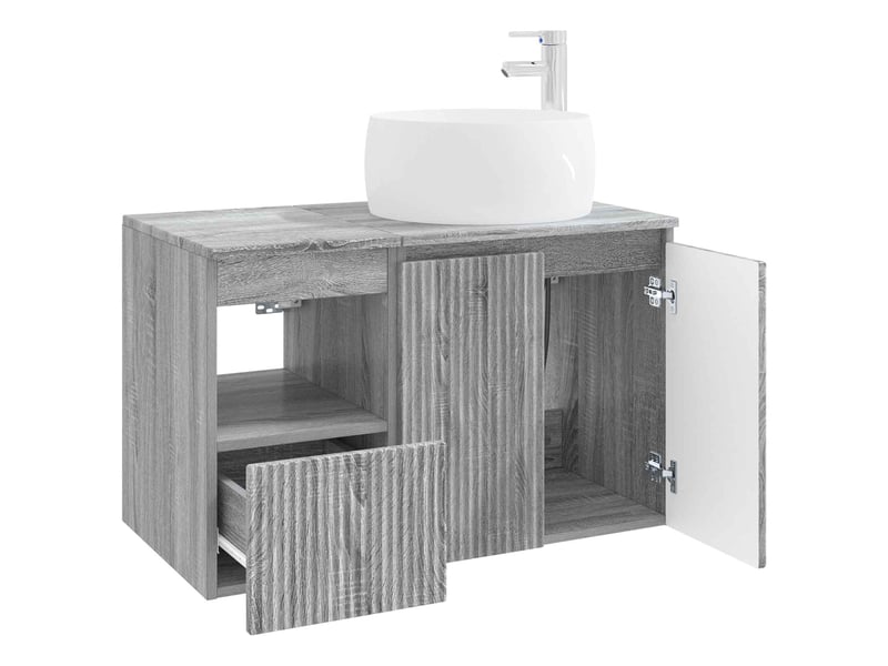 Ensemble de mobilier de salle de bain 2 pc sonoma gris cf64199 - Conforama D
