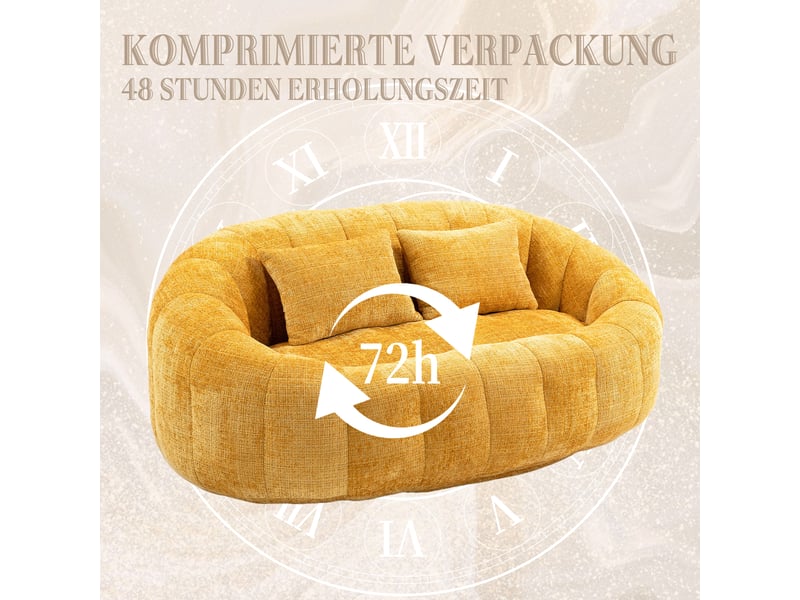  Fauteuil poire en chenille jaune – dossier haut, assise moelleuse – pour adultes et enfants  - Conforama D