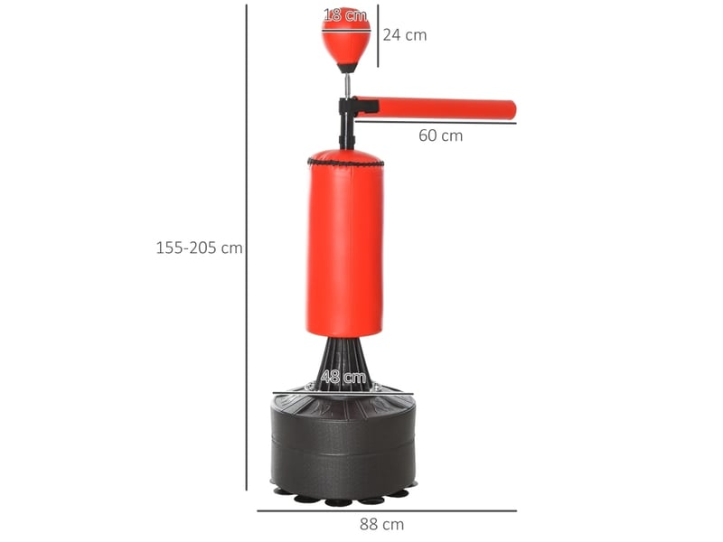 Appareil de boxe 88x48 cm réglable en hauteur en polyuréthane (pu) noir et rouge - Conforama D