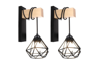 Applique murale vintage industrielle, 2pcs  réglable lampe de plafond noir en métal, plafonnier luminaire rétro applique interieur