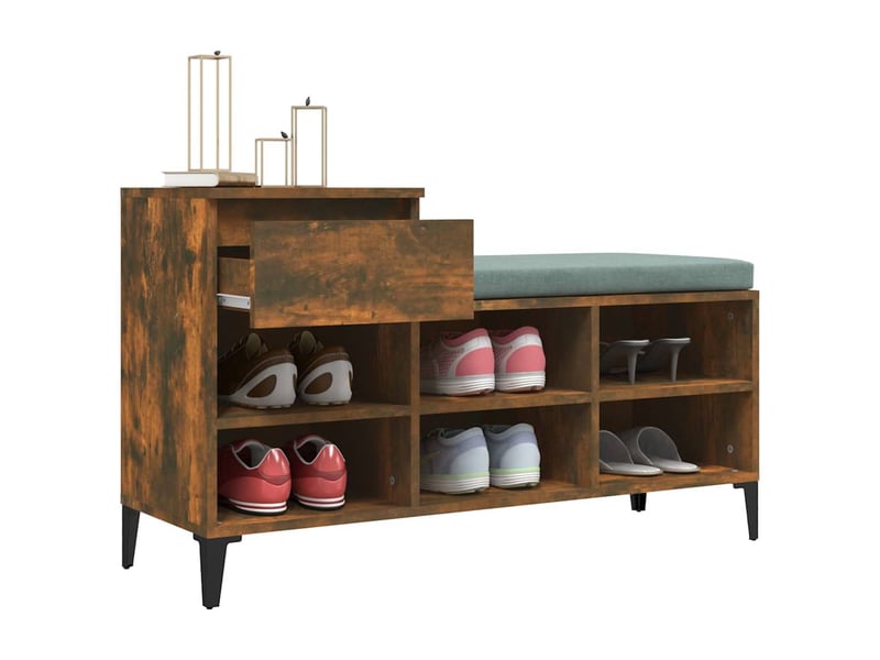  Meuble à chaussure, armoire à chaussures chêne fumé 102x36x60 cm bois d'ingénierie shl7264  - Conforama E