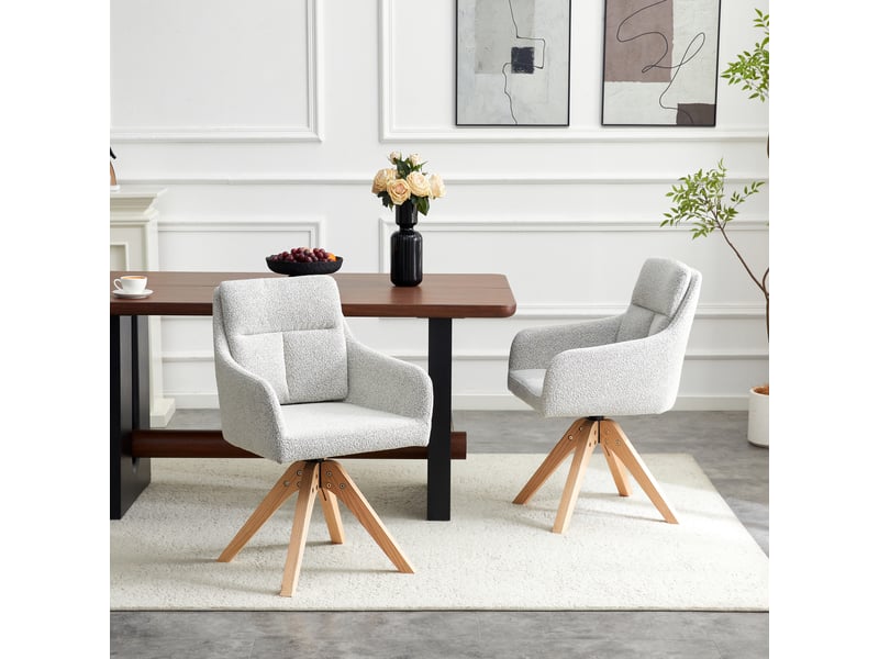  Lot de 2 chaises de salle à manger pivotantes,45x43x87 cm,velours,gris clair  - Conforama B