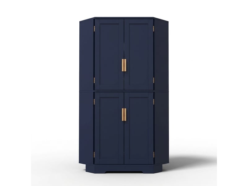  Buffet de cuisine d'angle bleu 60x60x172 cm avec 4 portes et étagères réglables  - Conforama A