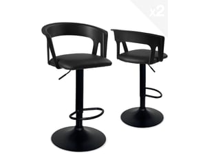 tabouret de bar assise réglable en hauteur <strong>KAYELLES</strong> 311-AYO - noir hauteur d'assise 80 cm vendu Par paire