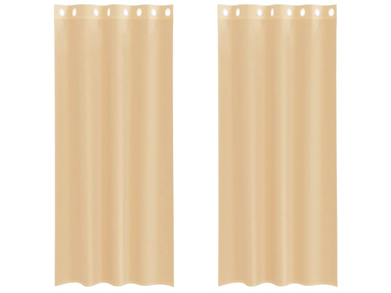  Lot de 2 rideaux en voile, voilages avec œillets sable cf44418  - Conforama A