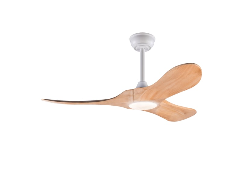  Ventilateur de plafond 107x107x30 cm avec éclairage réversible bois naturel et blanc  - Conforama A