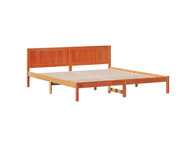  Lit double- lit adulte -  cadre de lit marron 200 x 200 cm bois de pin massif  - Conforama C