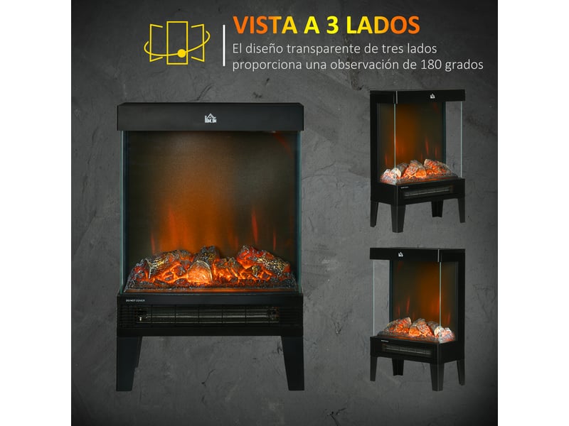  Cheminée électrique avec effet flamme led réglable, 1000 w2000 w, pour 15 à 20 m²  - Conforama W