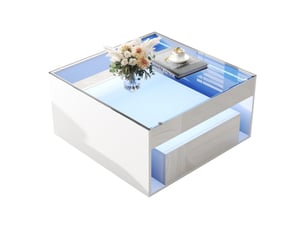 Table carré(e) coloris blanc <strong>ATELIER CONFORTIEL</strong> <strong></strong> - 70 cmx70 cm