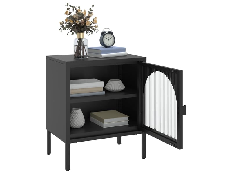  Table de chevet - cabinet de chevet - table de nuit noir 50x35x60 cm verre et acier  - Conforama C
