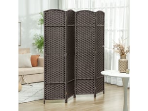 Paravent interieur en bois 4 panneaux 160 x 170 cm séparateur de pièce pliable pour salon, chambre à coucher, marron
