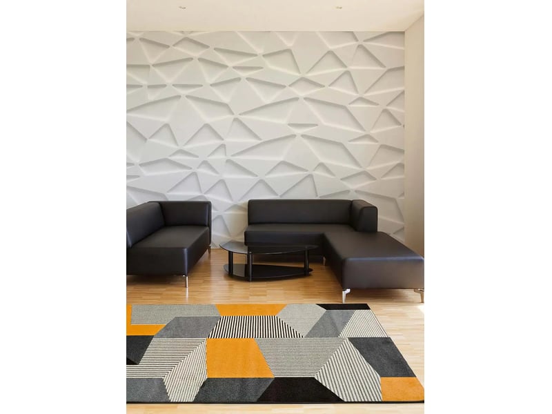  Tapis atticgo leo 80x150 cm - rectangulaire moderne, gris beige moutarde leo12155 - Conforama B