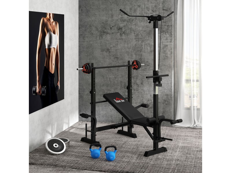  Banc de musculation multifonctionnel réglable pour un entraînement complet du corps, 180 x 134 x 200 cm, argent et noir  - Conforama C