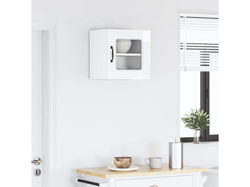 Meuble mural de cuisine | armoire de cuisine blanc brillant 40x31x40cm shl6849 - Conforama D