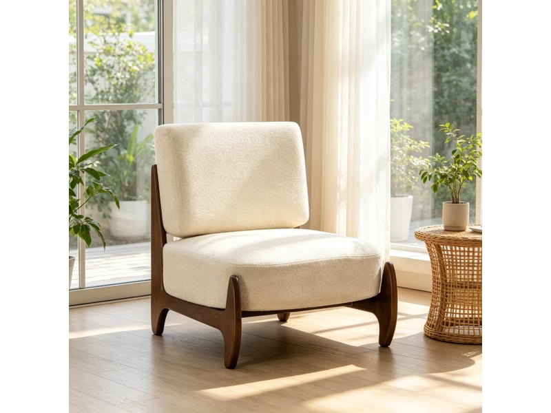  Fauteuil de salon en chenille, assise rembourrée et coussins épais confortables  - Conforama E