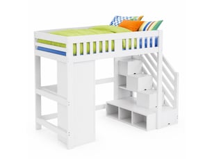 Lit mezzanine 140x200 cm <strong>OKMYHOME</strong>  <strong></strong> coloris blanc