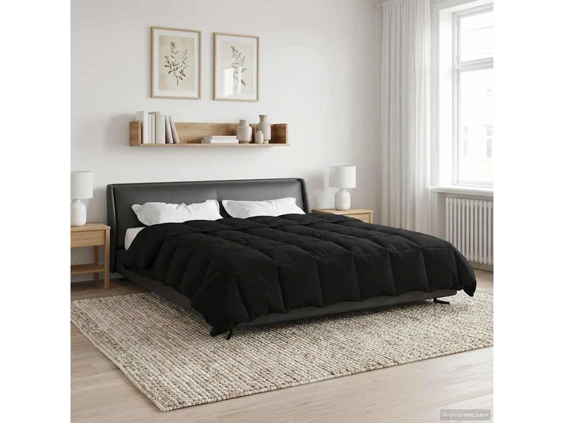  Couette - duvet d'été 240 x 260 cm été microfibre (100% polyester) noir  - Conforama B