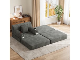 Fauteuil convertible <strong>TCQPZ</strong> Velours côtelé gris