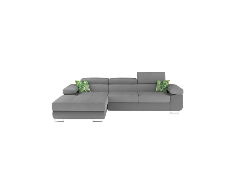 Canapé d'angle convertible amanda gris en tissu effet lin avec coffre  - Conforama A