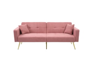 Canapé droit convertible <strong>MODENVIE</strong> <strong></strong> 2 places Tissu bouclette rose