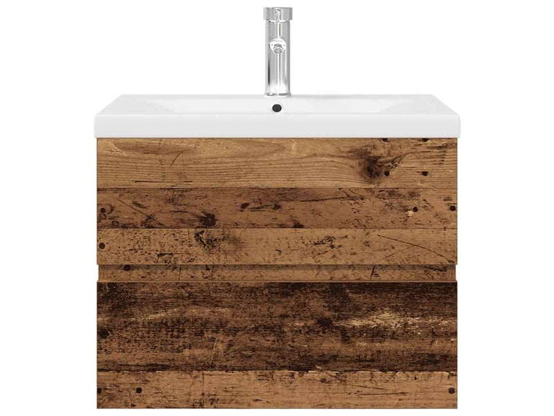  Meuble de lavabo avec bassin et robinet intégrés vieux bois shl8478  - Conforama E
