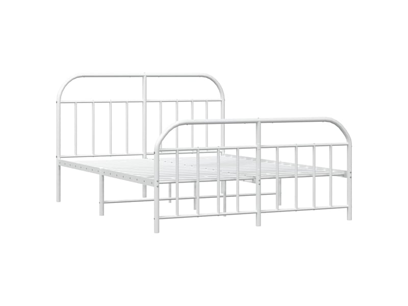  Lit double- lit adulte -  cadre de lit métal sans matelas et pied de lit blanc 135x190 cm  - Conforama B