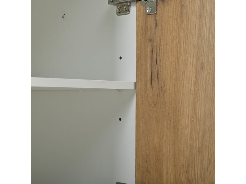 Ensemble d’entrée 5 pièces avec meuble à chaussures, banc, miroir et porte-manteau, bois et blanc  - Conforama E