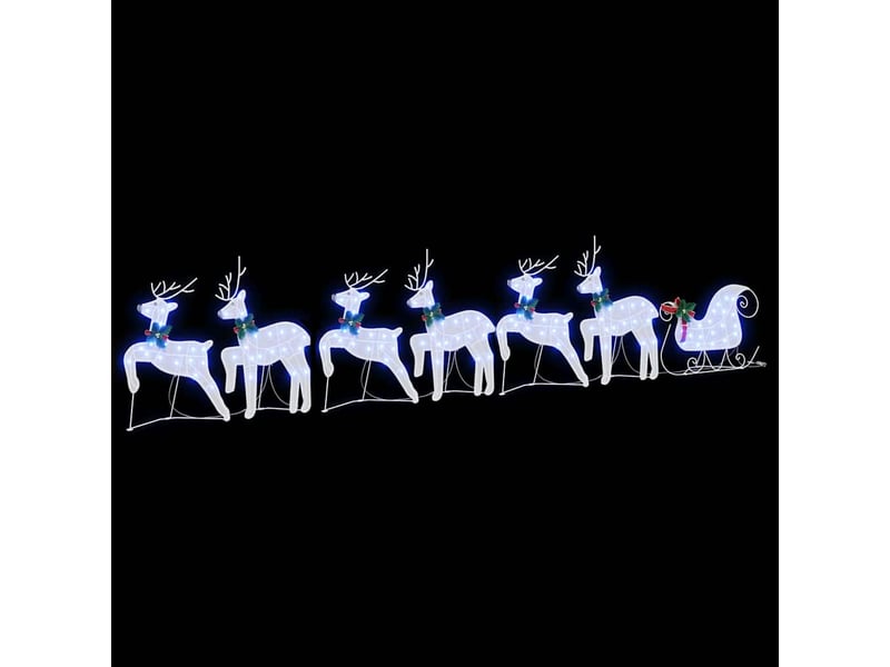 Lot de 7 rennes led, éclairage de noël, décoration de noël blanc 43 x 18 x 66 cm tissu cf62098 - Conforama E