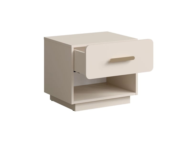  Lot de 2 tables de chevet amalie – 1 tiroir – coloris beige – poignées dorées – design arrondi  - Conforama D
