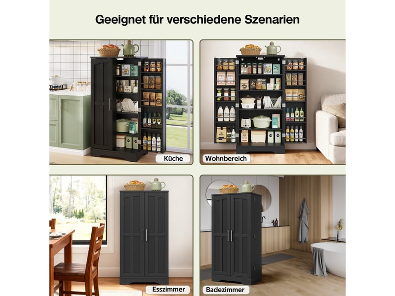  Armoire de cuisine noire, meuble de rangement avec led et 2 portes, 120x60cm (sans matelas).  - Conforama C