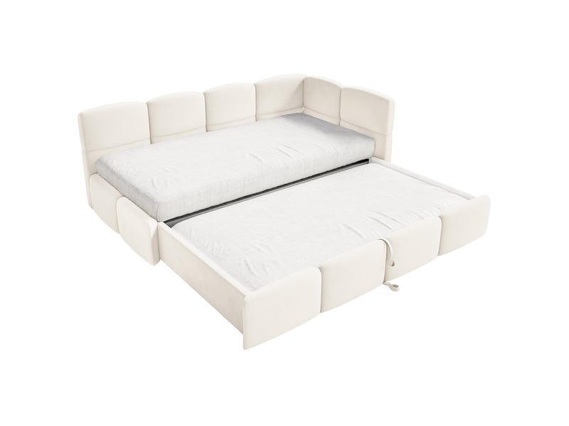  Selsey cloudy - lit rembourré - 170x185 cm - velours crème - côté droit Cloudy - Conforama D