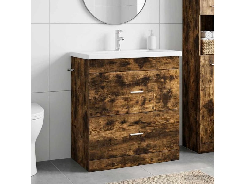 Ensemble de mobilier de salle de bain chêne fumé shl1061 - Conforama B