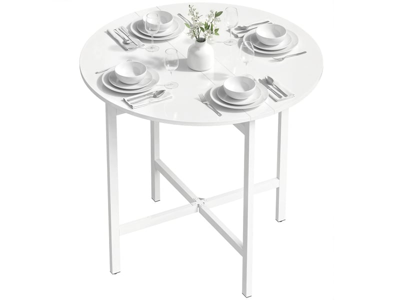 Table modesto pliable extensible 4 personnes design blanc acier robuste - Conforama E