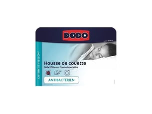 Housse de couette dodo coton 140 x 200 cm gris anthracite antibactérienne oeko-tex 57 filscm²