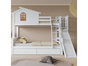 Lit superposé 120x200 cm <strong>MERAX</strong>  <strong>lit enfant blanc</strong> coloris blanc