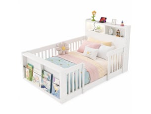 Lit avec rangement 90x190 cm <strong>WISHDOR</strong>  <strong></strong> coloris blanc